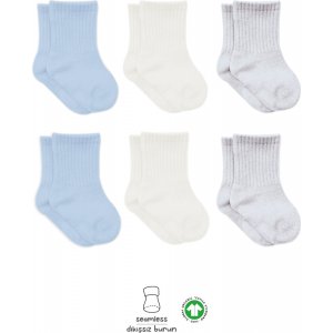Bistyle Basic Penye Düz Soket Çorap, Mavi, Ekru, 6'lı