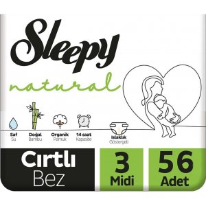 Sleepy Natural Bebek Bezi, 3 Numara, 56 Adet