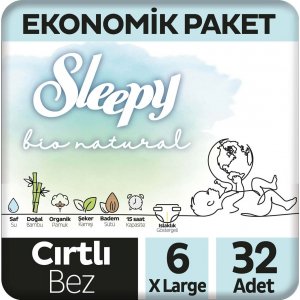 Sleepy Bio Natural Bebek Bezi, 6 Numara, 32 Adet
