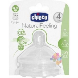 Chicco Natural Feeling Biberon Emziği Akış, Ayarlı, 4+ Ay, 2'li