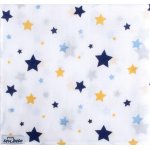 Sevi Bebe Desenli Müslin Bebek Battaniye, 120x100, Mavi, Yıldız Yağmuru