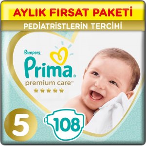 Prima Premium Care Bebek Bezi, 5 Beden, 108 Adet