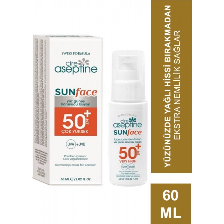 Cire Aseptine Sun Yüz Güneş Koruyucu Losyon, SPF 50, 60 ml