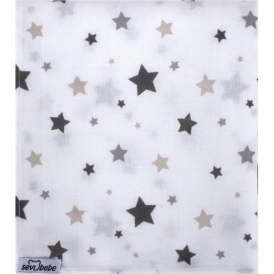Sevi Bebe Desenli Müslin Battaniye, 100x100, Gri, Yıldız Yağmuru
