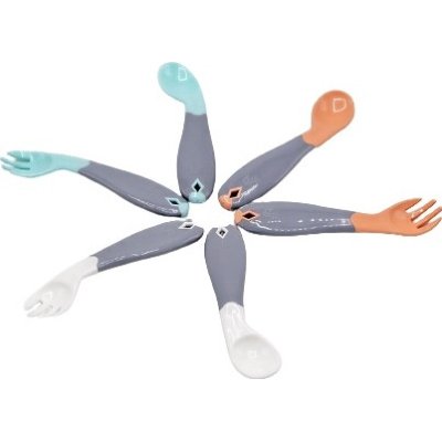 BabyJem Açılı Mama Kaşık Çatal Takımı, Gül Kurusu