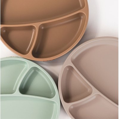 OiOi Porsiyon Vakum Tabanlı Silikon Tabak, Kahverengi