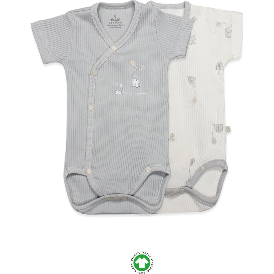 Bistyle Flying Elephant 2'li Yarım Kol Badi 17117 Ekru Gri