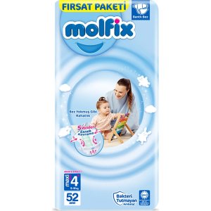 Molfix Bebek Bezi, 4+ Beden, 52 Adet
