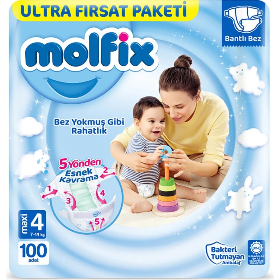 Molfix Bebek Bezi, 4 Beden, 100 Adet