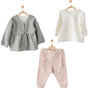 Andywawa Ballerina 3'lü Bebek Takım, Gri, Ekru, Pembe