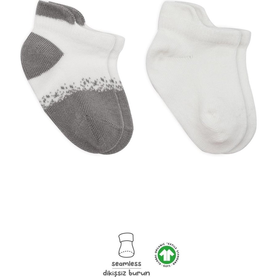Bistyle 2'Li Penye Sneakers Çorap 20105 Ekru Gri