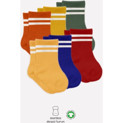 Bistyle Penye Çemberli Soket Çorap, Sarı, 6'lı