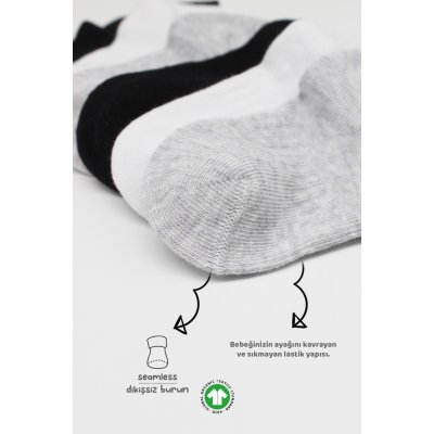 Bistyle Penye Sneakers Soket Çorap, Gri, 6'lı