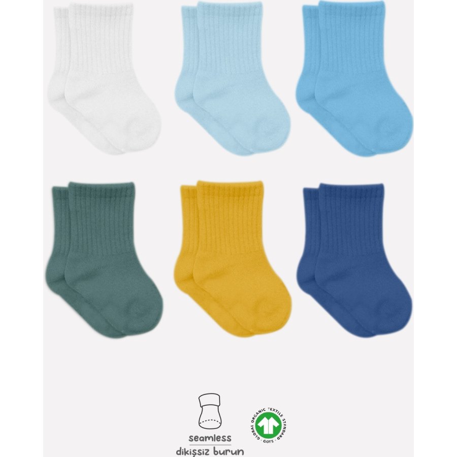 Bistyle Colors Penye Düz Soket Çorap, Saks, 6'lı