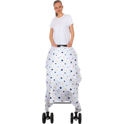 Sevi Bebe Müslin Bebek Arabası Örtüsü, Mavi, Yıldız Yağmuru