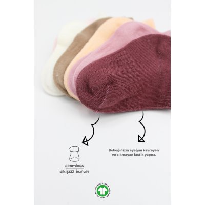 Bistyle Colors Penye Sneakers Soket Çorap, Gül Kurusu, 6'lı