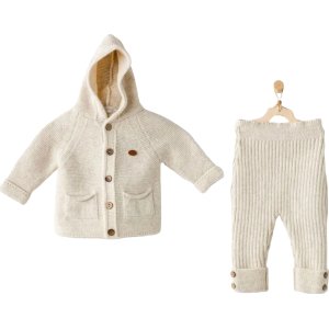 Andywawa Knitwear Bebek Triko Takım, Bej, Melanj