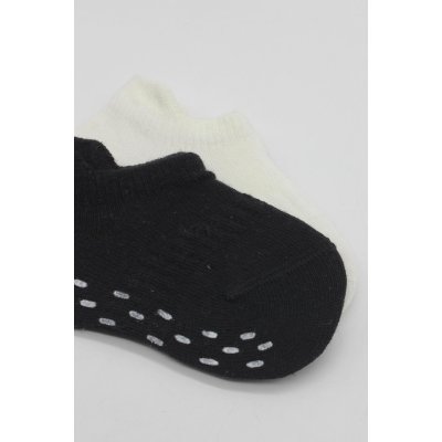 Bistyle 2'Li Sneakers Kaymaz Basic Penye Çorap 20103 Siyah Ekru