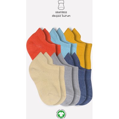 Bistyle Colors Penye Sneakers Soket Çorap, Kiremit, 6'lı