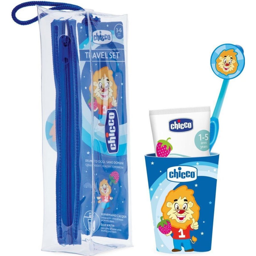 Chicco Diş Fırçası Seyahat Seti, Bardaklı, 3 Yaş+, Erkek