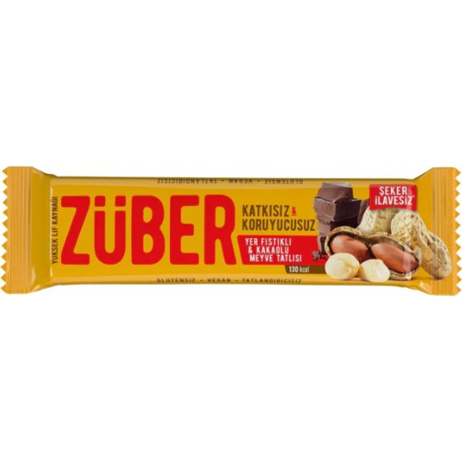 Züber Meyve Barı 40 Gr Yer Fıstıklı ve Kakaolu