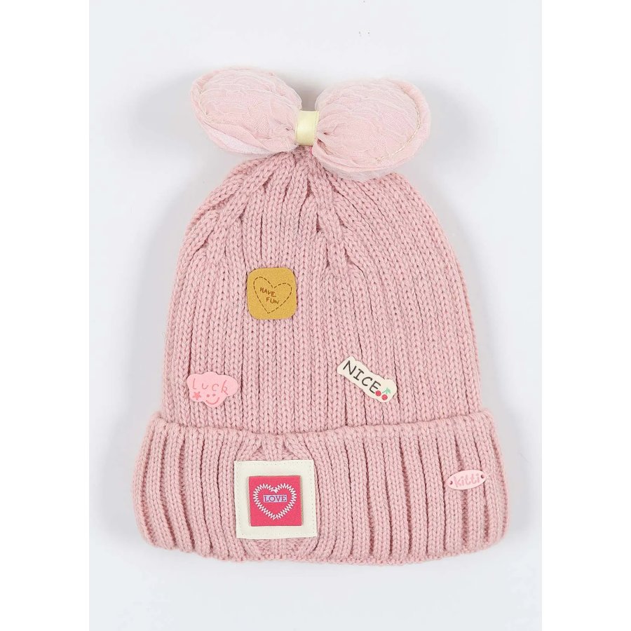 Kitti Çocuk Kız Kulaklı Bere (4-8 Yaş) K24130-02 Soft Pembe