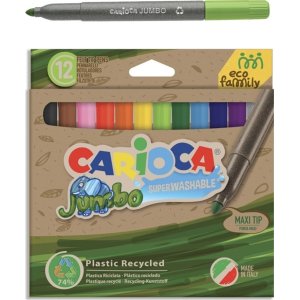 Carioca Eco Family Jumbo Süper Yıkanabilir Keçeli Boya Kalemi, 12'li
