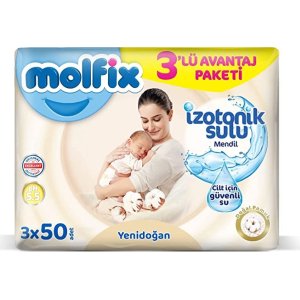 Molfix İzotonik Sulu Yenidoğan Islak Havlu Mendil, 50 Yaprak, 3'lü