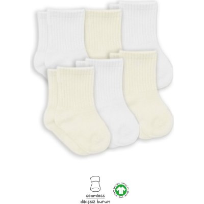 Bistyle Penye Bebek Çorabı, Beyaz, Ekru, 6'lı