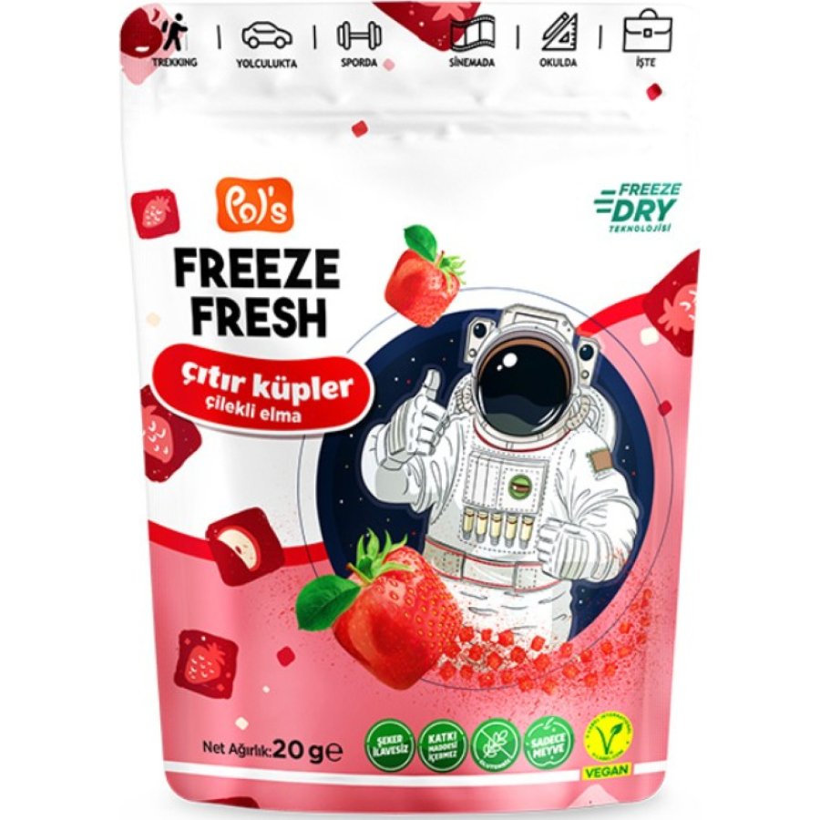 Pol’s Freeze Fresh Çıtır Küpler Çilek Elma 20 Gr