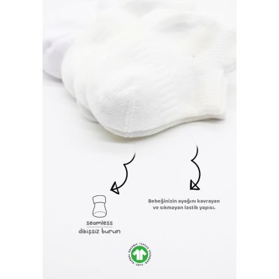 Bistyle Basic Sneakers Soket Çorap, Beyaz, 6'lı