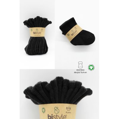 Bistyle Penye Bebek Çorabı, Siyah, 6'lı