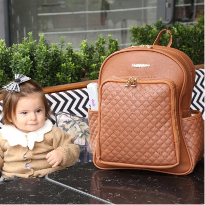 M&Y Dust Deri Anne Bebek Bakım Sırt Çantası, Taba