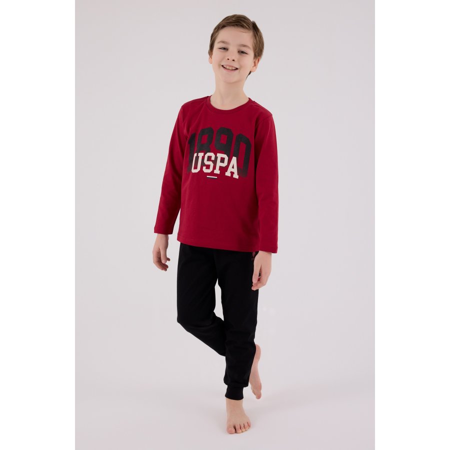 U.S. Polo Assn Uzun Kol Pijama Takım US2203-4 Bordo