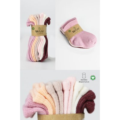 Bistyle Colors Penye Düz Soket Çorap, Gül Kurusu, 6'lı