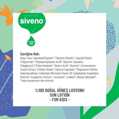 Siveno %100 Doğal Çocuklar İçin Güneş Losyonu, 100 ml