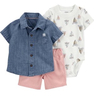 Carter's Erkek Bebek 3'lü Alt Üst Set, Mavi