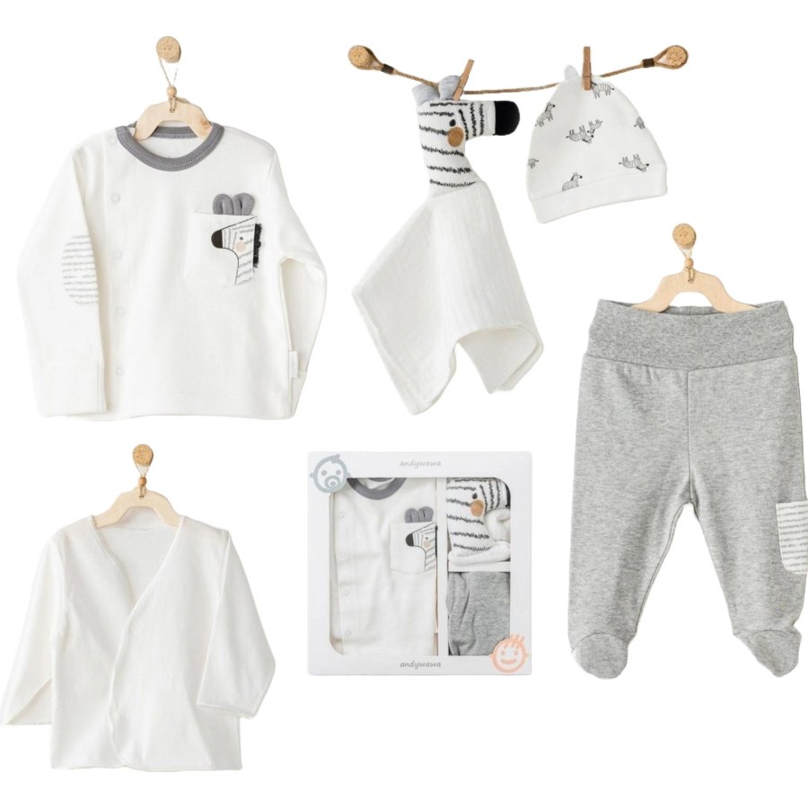 Andywawa  Zebra 5 Parça Hastane Çıkışı, Ekru, Gri