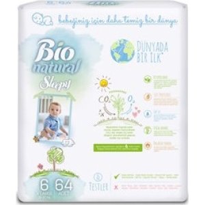 Sleepy Bio Natural Bebek Bezi, 6 Numara, 64 Adet