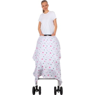Sevi Bebe Müslin Bebek Arabası Örtüsü, Pembe, Yıldız Yağmuru