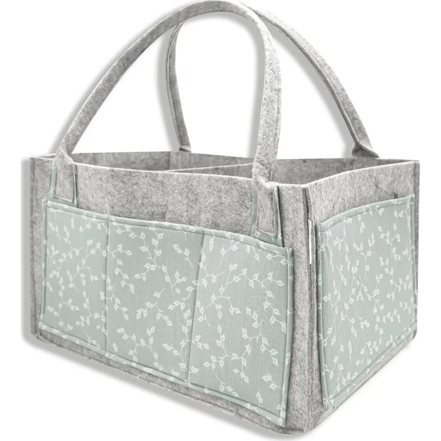 BabyJem Keçe Anne Bebek Bakım Çantası 772 Yeşil Çiçek