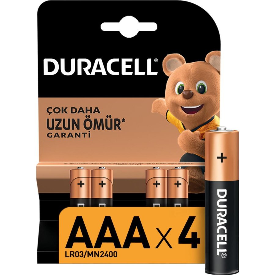 Duracell İnce Kalem Pil, AAA, 4'lü