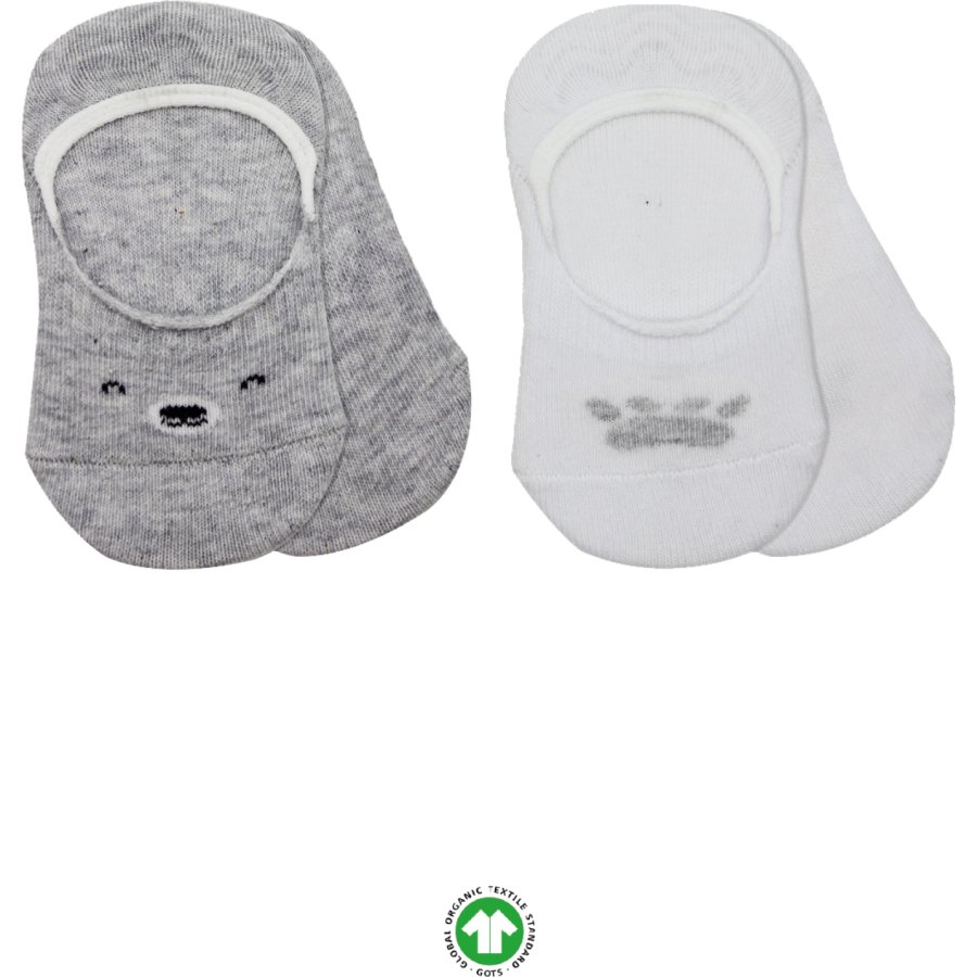 Bistyle 2'Li Babet Cute Face Penye Çorap 30103 Gri Beyaz