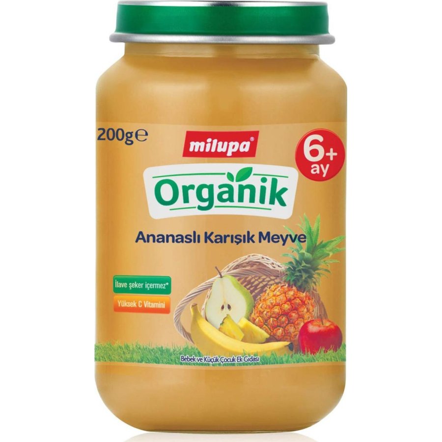 Milupa Organik Ananaslı Karışık Meyveli Kavanoz Maması, 200 g
