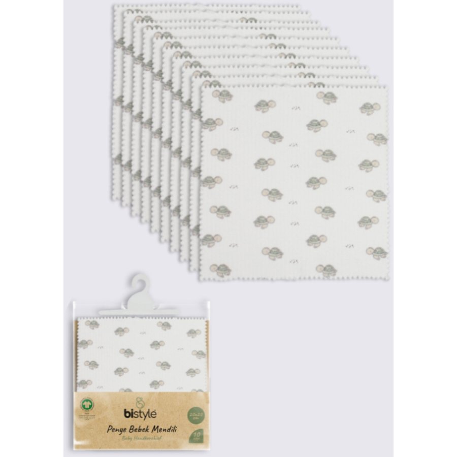 Bistyle Tortoise 20x20 10'Lu Penye Mendil 90163 Ekru