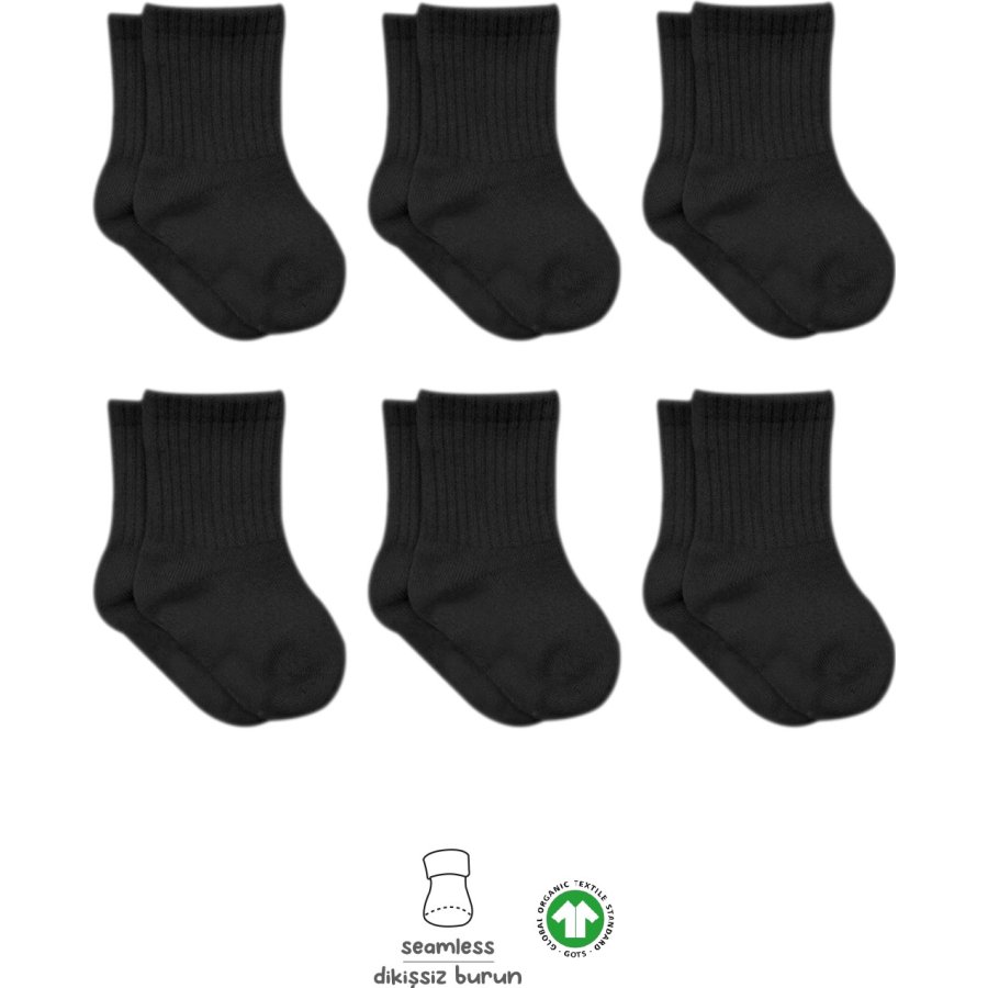 Bistyle Penye Bebek Çorabı, Siyah, 6'lı