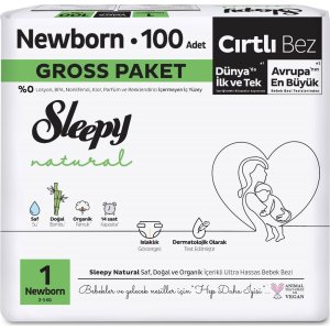 Sleepy Natural Bebek Bezi Gross Paket 1 Beden 2-5 Kg 100 Adet