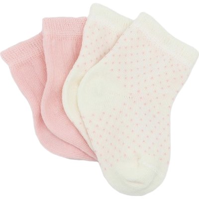Bistyle Organik Puan Derby Penye Soket Çorap, Pembe, Ekru, 2'li