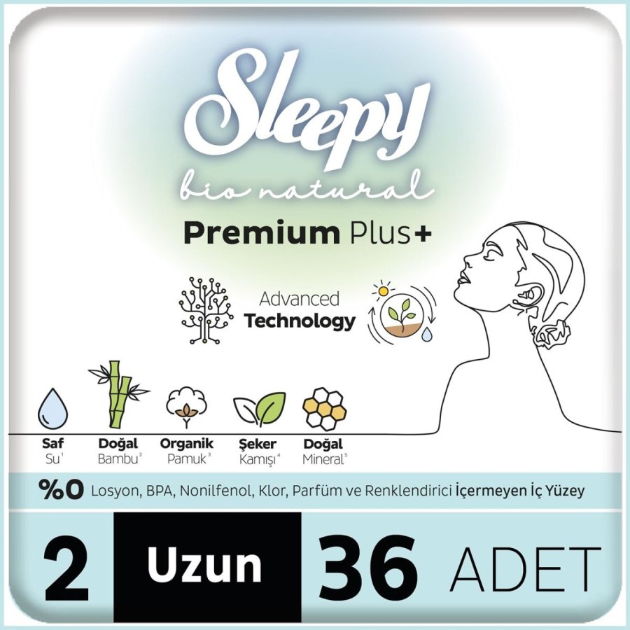 Sleepy Bio Natural Premium Plus Mega Uzun Ped 36 Adet