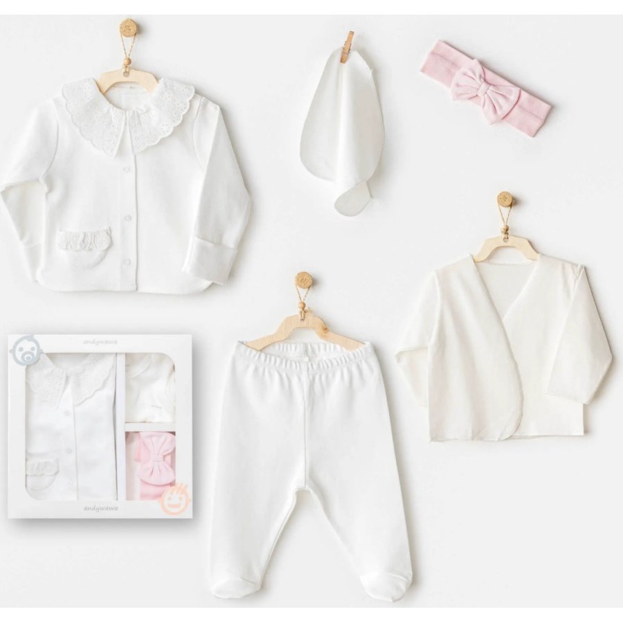 Andywawa AC25650 Cuddly Bunny Bear 5'Li Hastane Çıkışı Ecru Pink